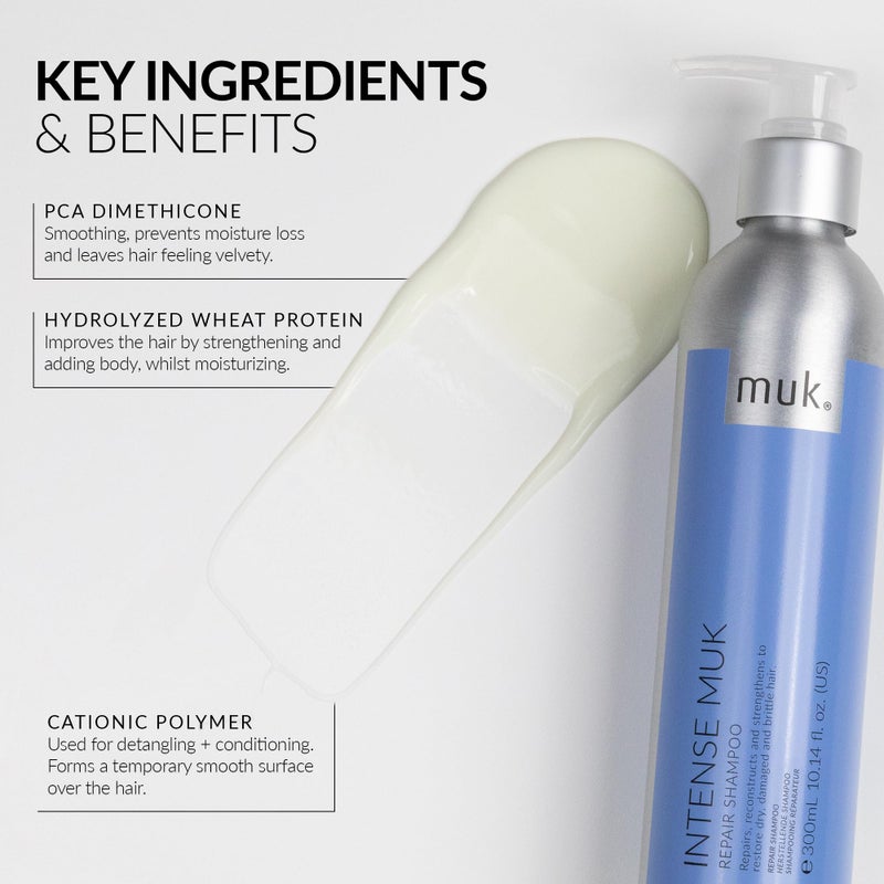MUK. Intense Repair Shampoo - Reconstructing Formula for Dry, Damaged Hair. Hair Repair Protein Shampoo Strengthens, Moisturises & Restores Elasticity, 300ml - Image 4